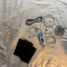 IPhone chargers, cables, wired headphones bundle