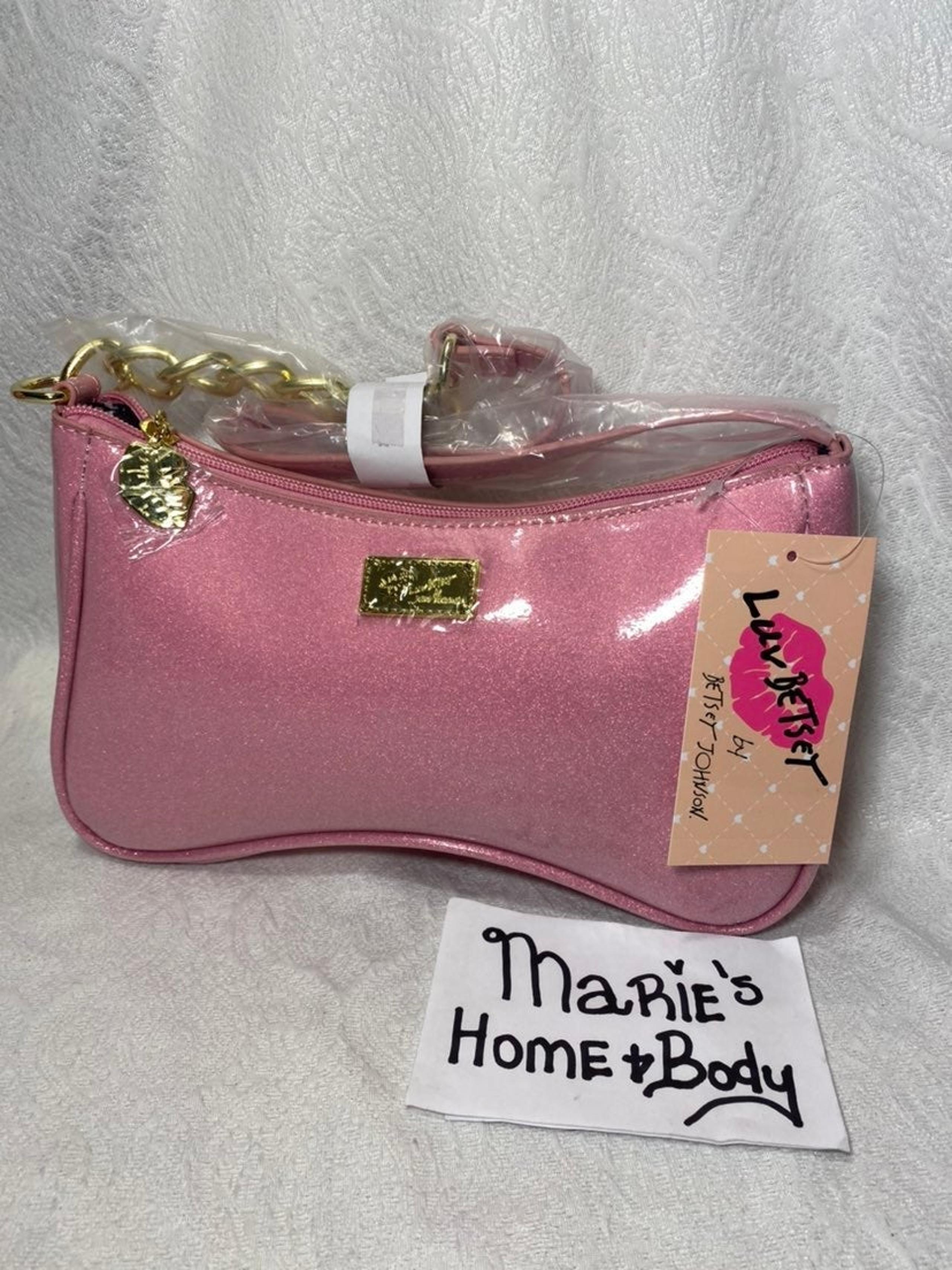 Betsey Johnson pink glitter sparkle shoulder bag purse new hand bag pocketbook