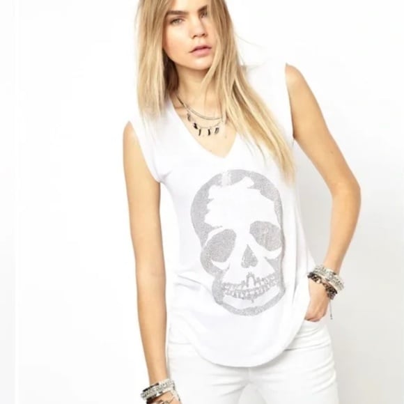 最安値 希少⭐Zadig&Voltaire 豪華 タンクトップ スワロフスキー✫スカル トップス