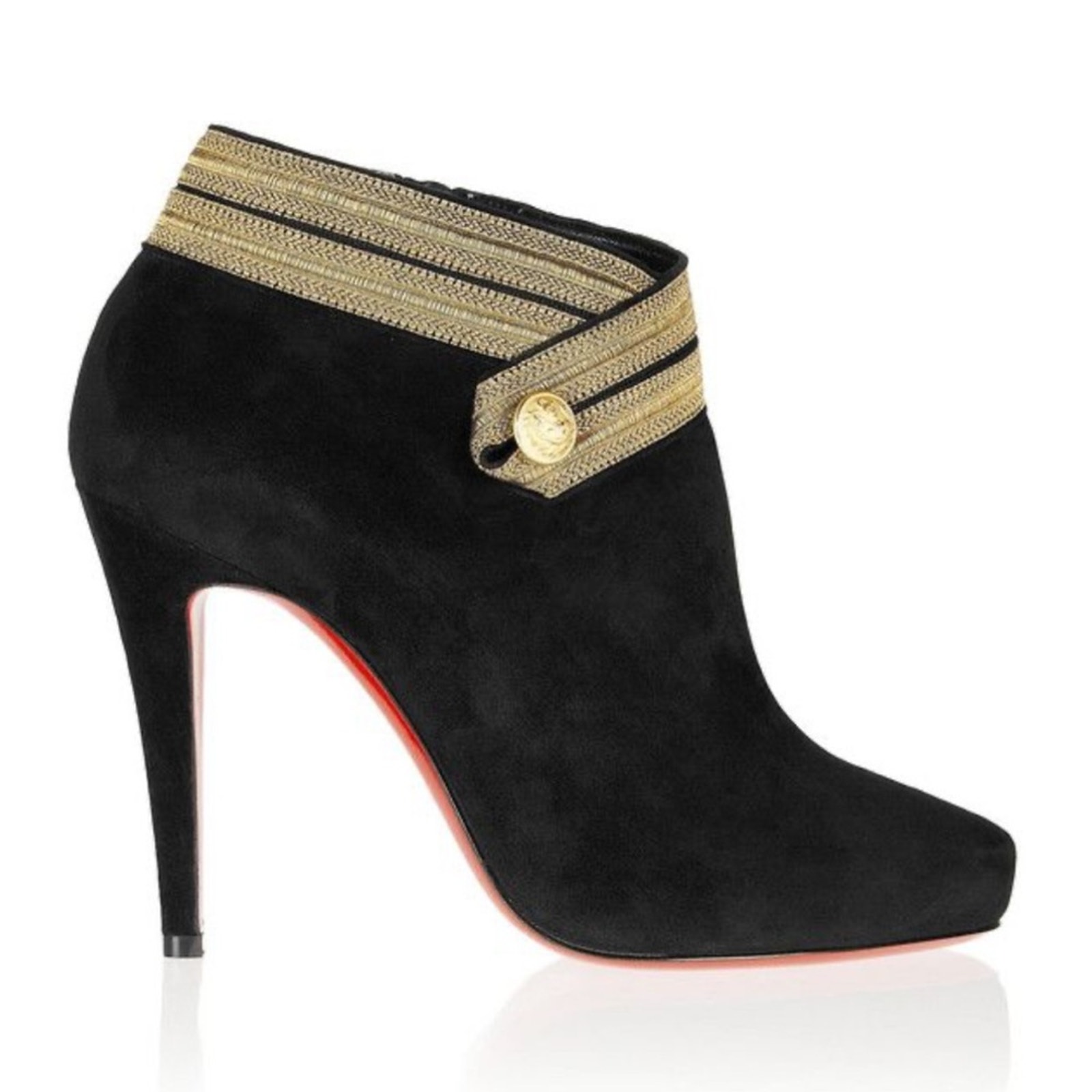 Christian Louboutin Marychal 100 Ribbon Military Suede Platform Ankle Boot Black