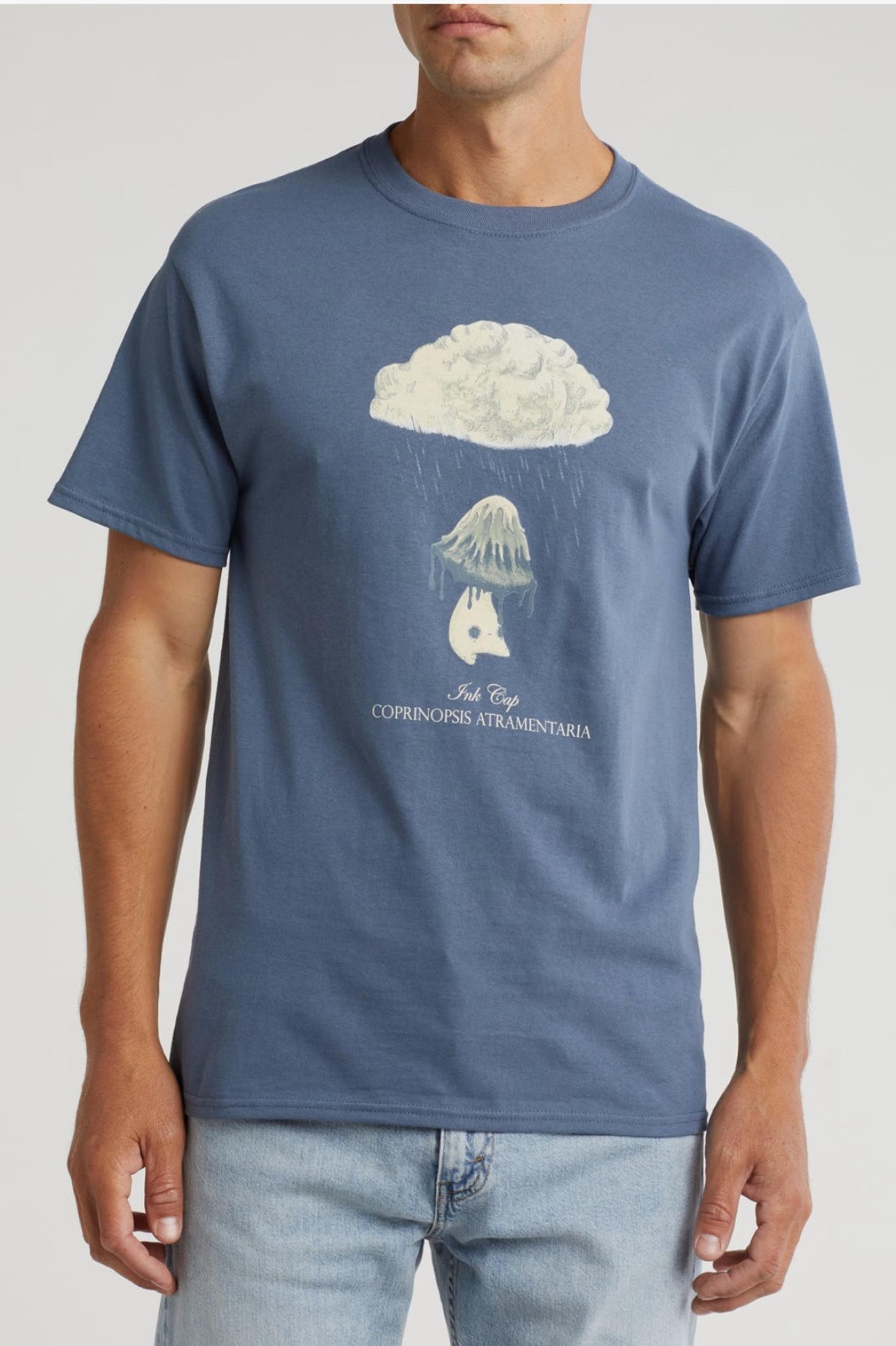 NEW Altru Abi Toads Inky Cap Rain Cotton Graphic T-Shirt Mushroom Men’s L