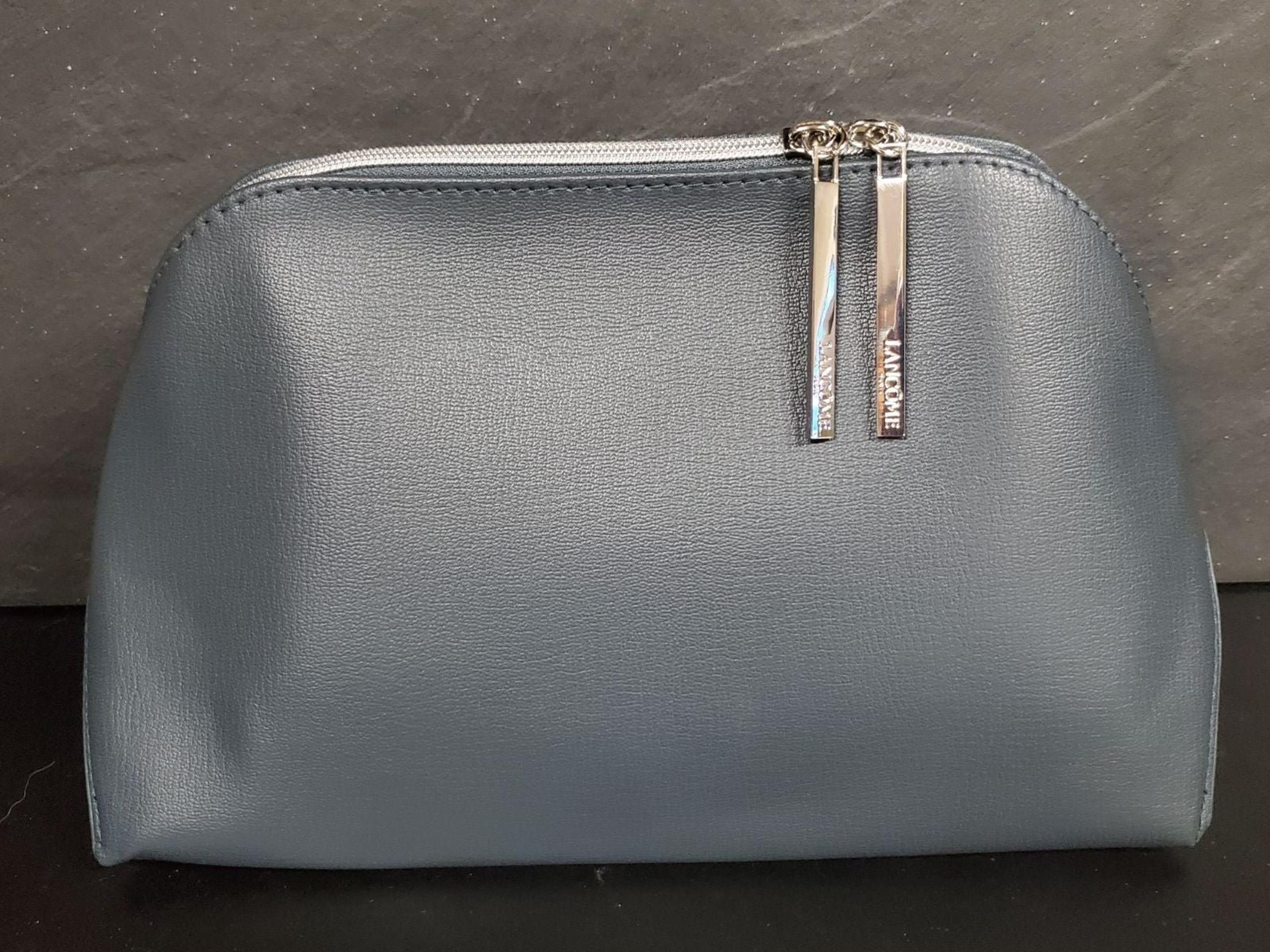 Lancome gray cosmetics makeup bag