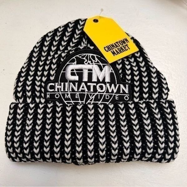 Chinatown Market Home Video VHS throwback Knit Beanie Black White NEW