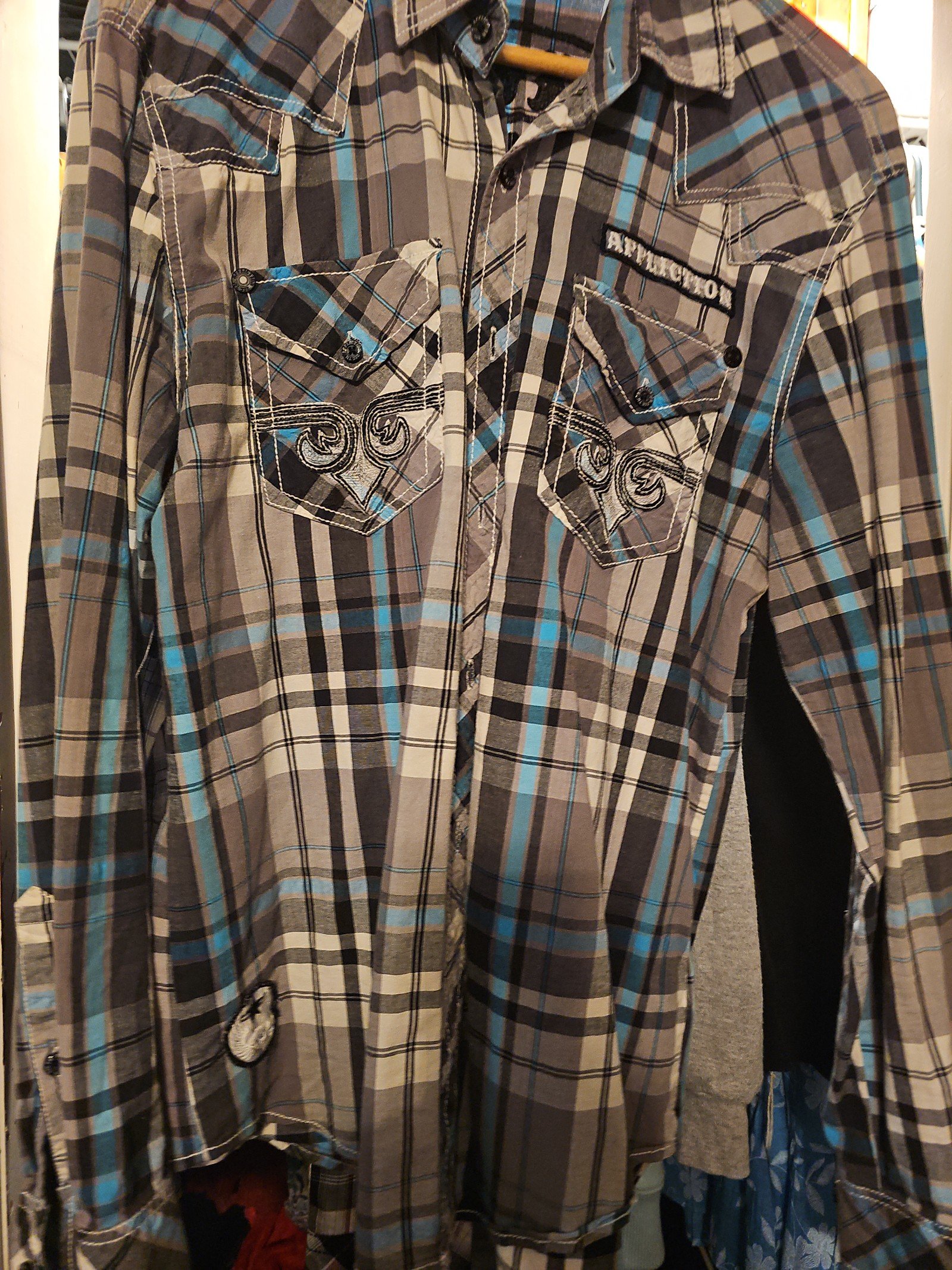 Button up, buckle, Affliction, Black premium shirt