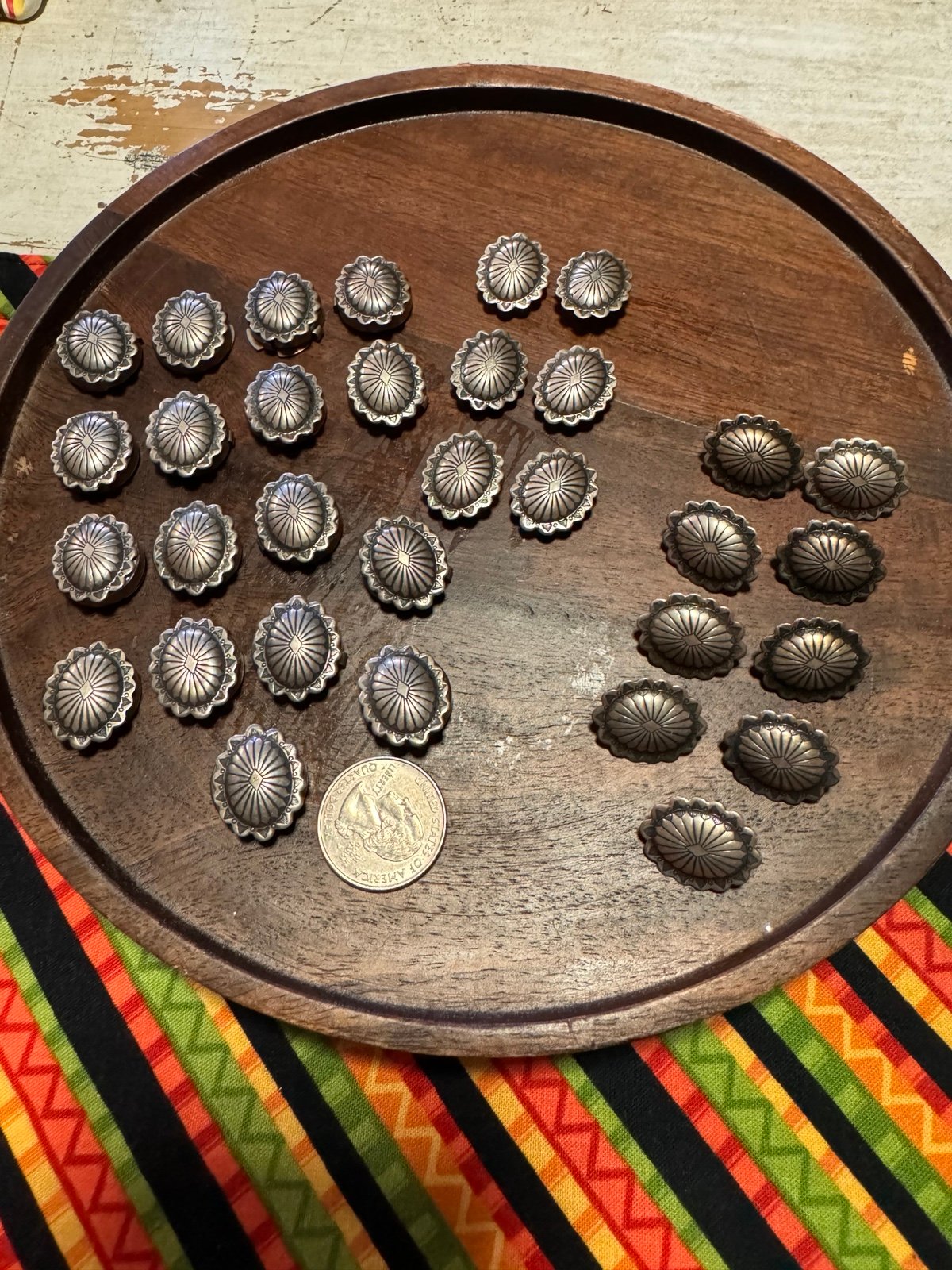 Sterling Native American Concho Style buttons