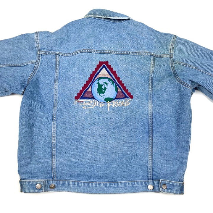 Vtg 90s Most Wanted Retro Earth Nature Embroidery Light Wash Denim Jacket