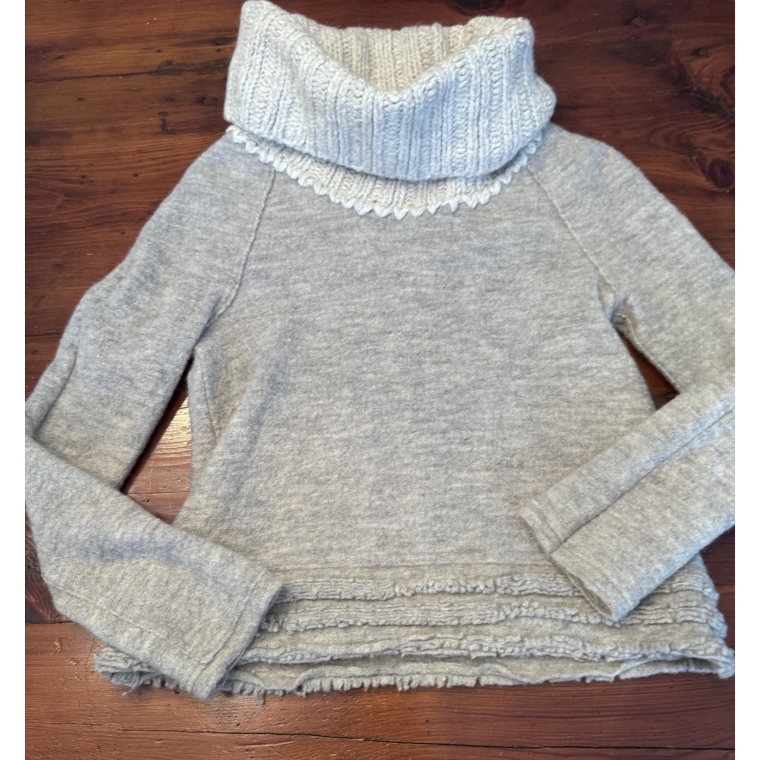 Anthropologie Sleeping On Snow Sweater Womens XS Gray Cowl Neck Wool Ladies