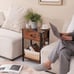 Nightstand with Charging Station, Side Table End Brown