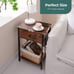 Nightstand with Charging Station, Side Table End Brown