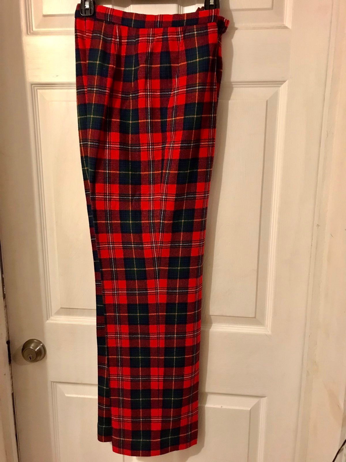 Vtg 1970's Pendleton Red Plaid Boyd tartan Wool High Waist Trouser Pants Size 14
