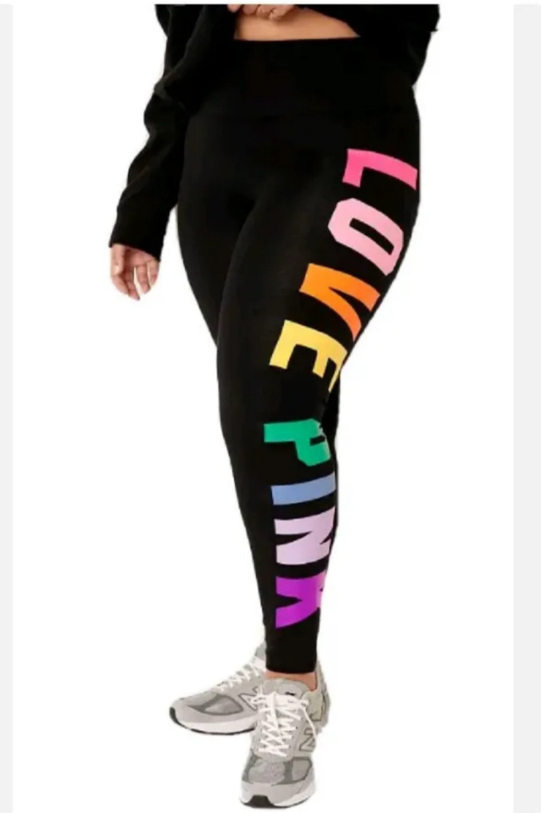 Victoria's Secret Leggings Womens Cotton High Waist Black Rainbow Logo. Pride.