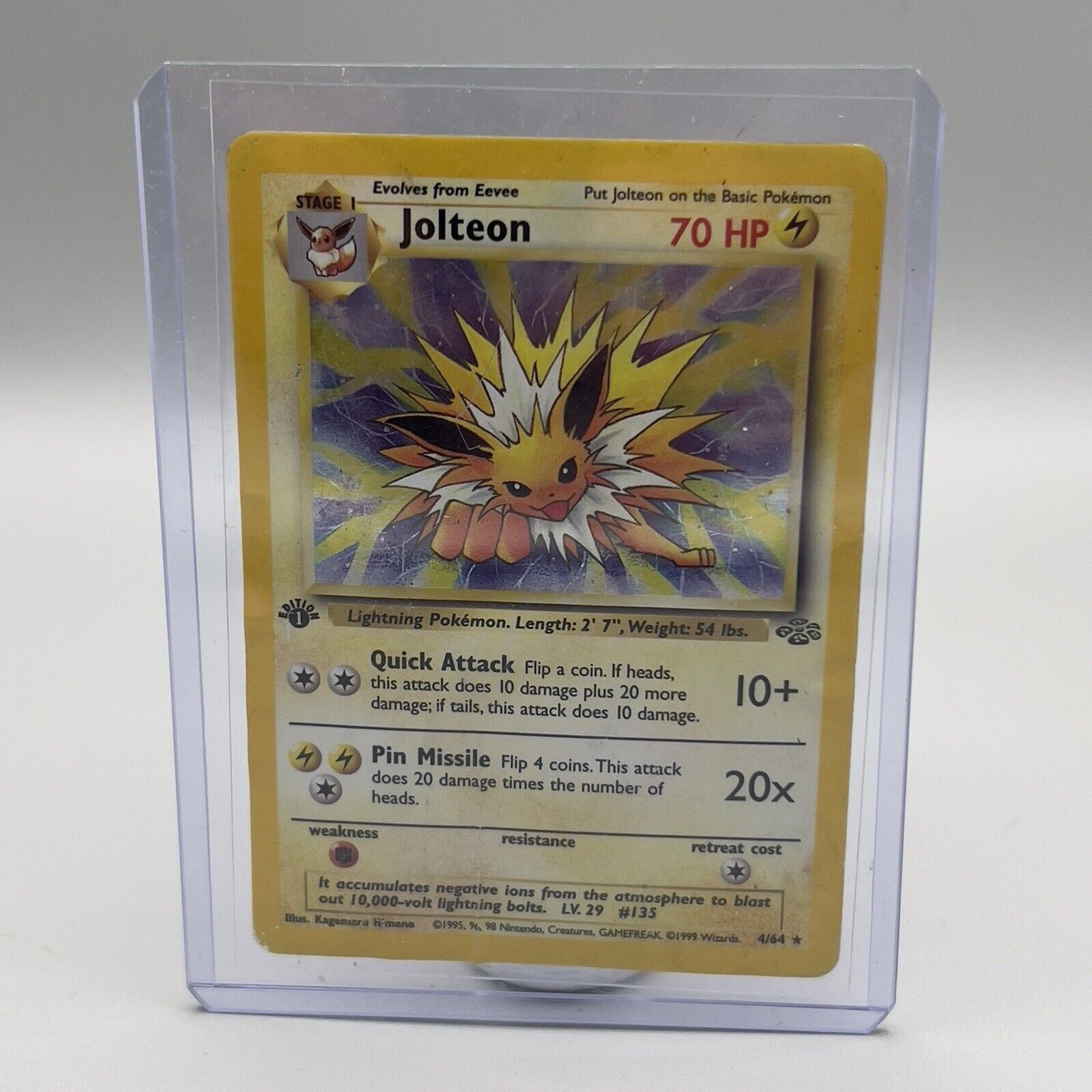 JOLTEON Pokemon Card - WOTC - 1st Edition - Jungle - 4/64 - HOLO - HP