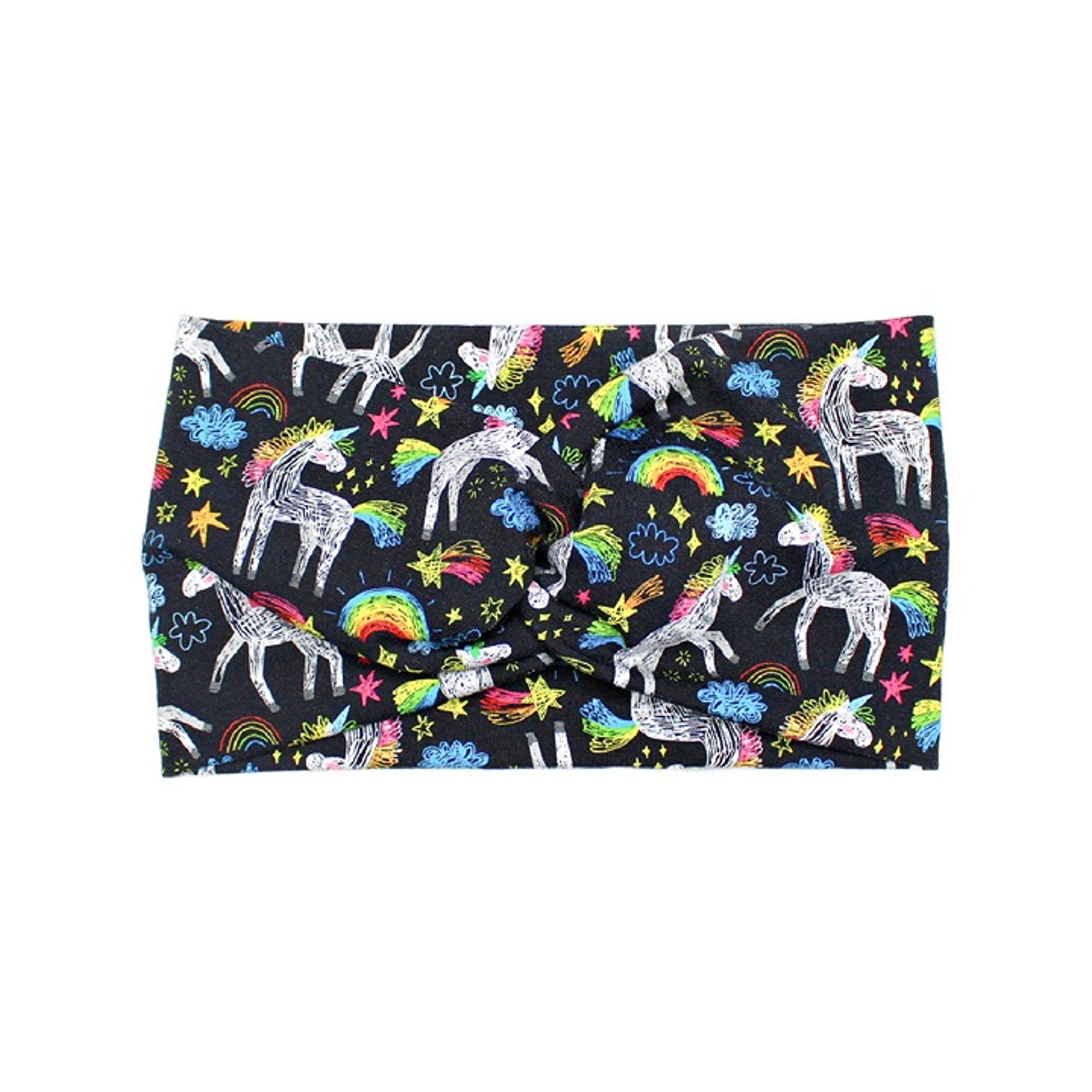 Wide Black Unicorn Headband for Women