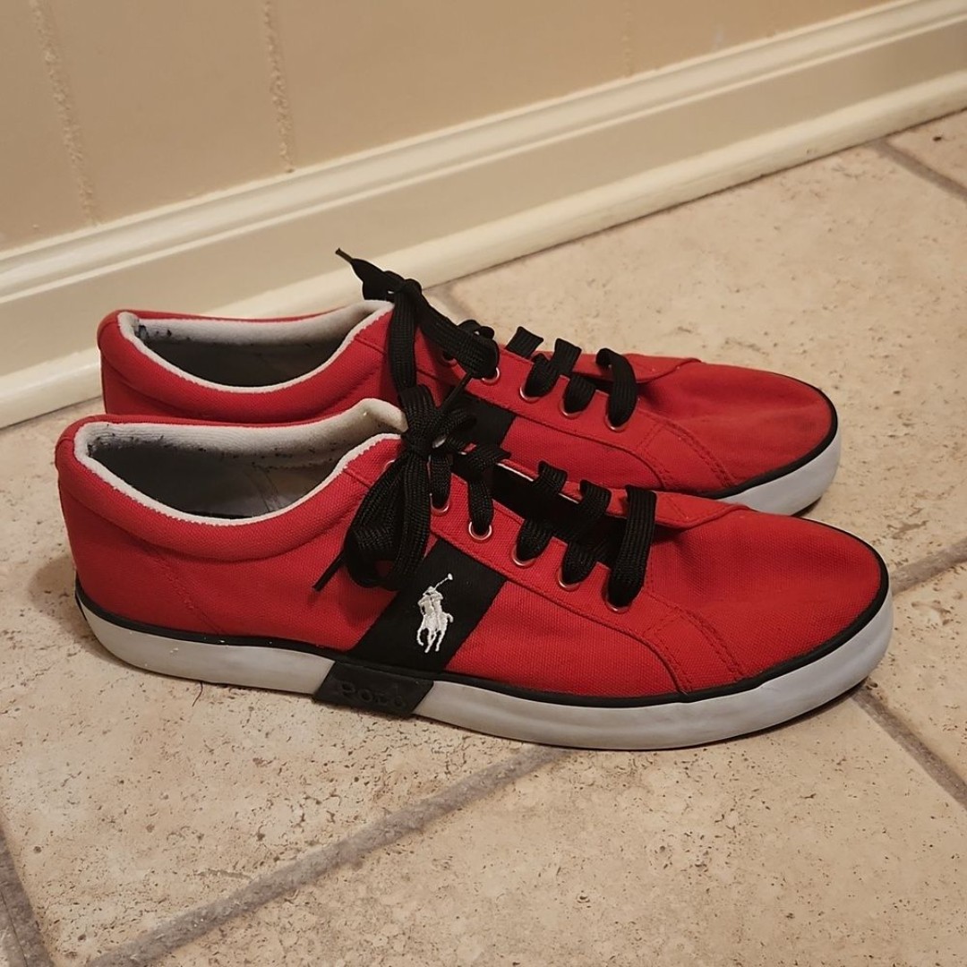Polo Ralph Lauren Men's Red Canvas Lace-Up Shoes Size 13