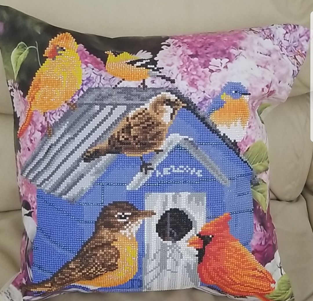Jeweled Birdhouse 3d accent pillow NWOT