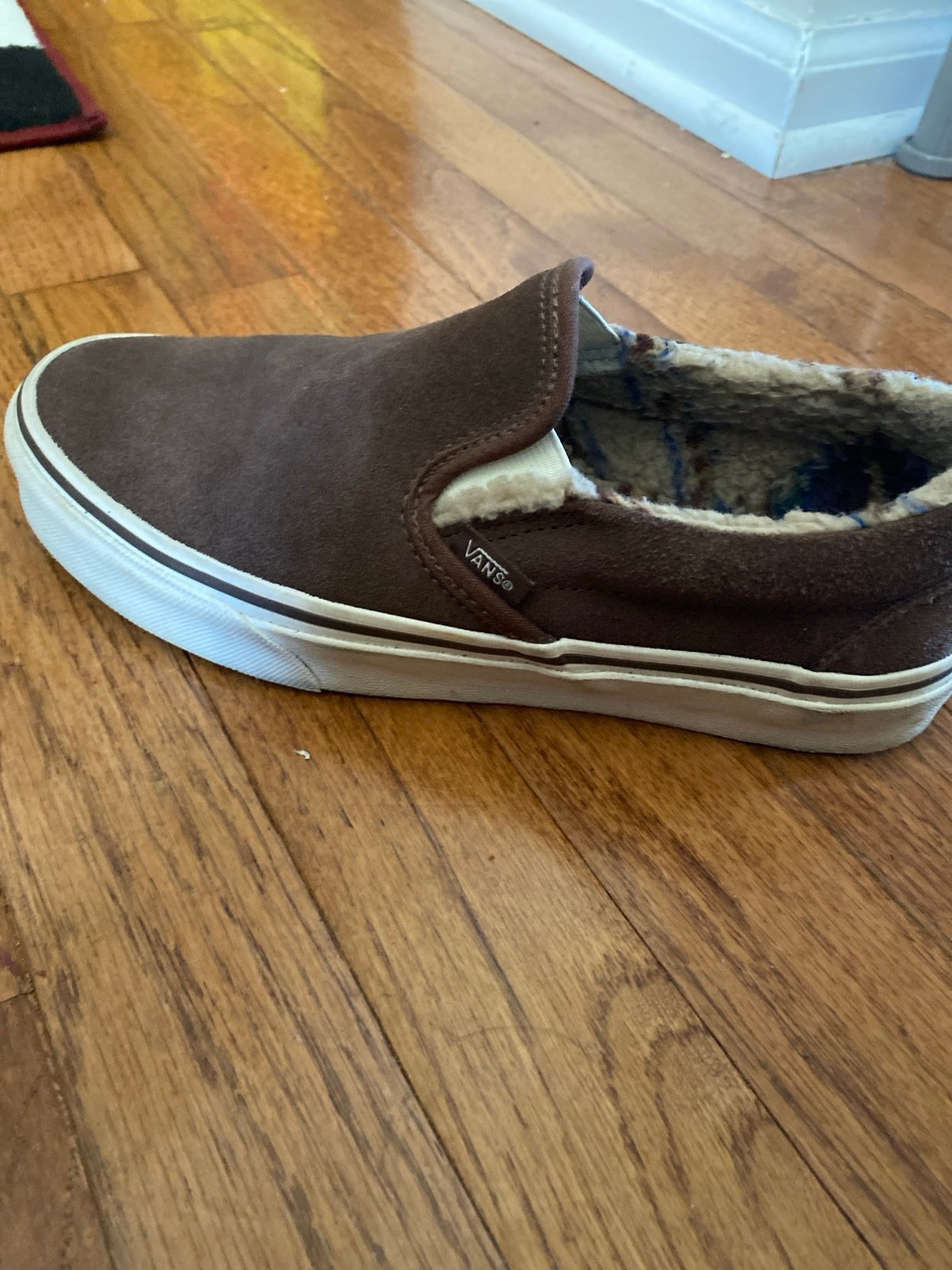 *SIZE 7 MENS* Slip-On Brown Carpeted Vans- Good Condition