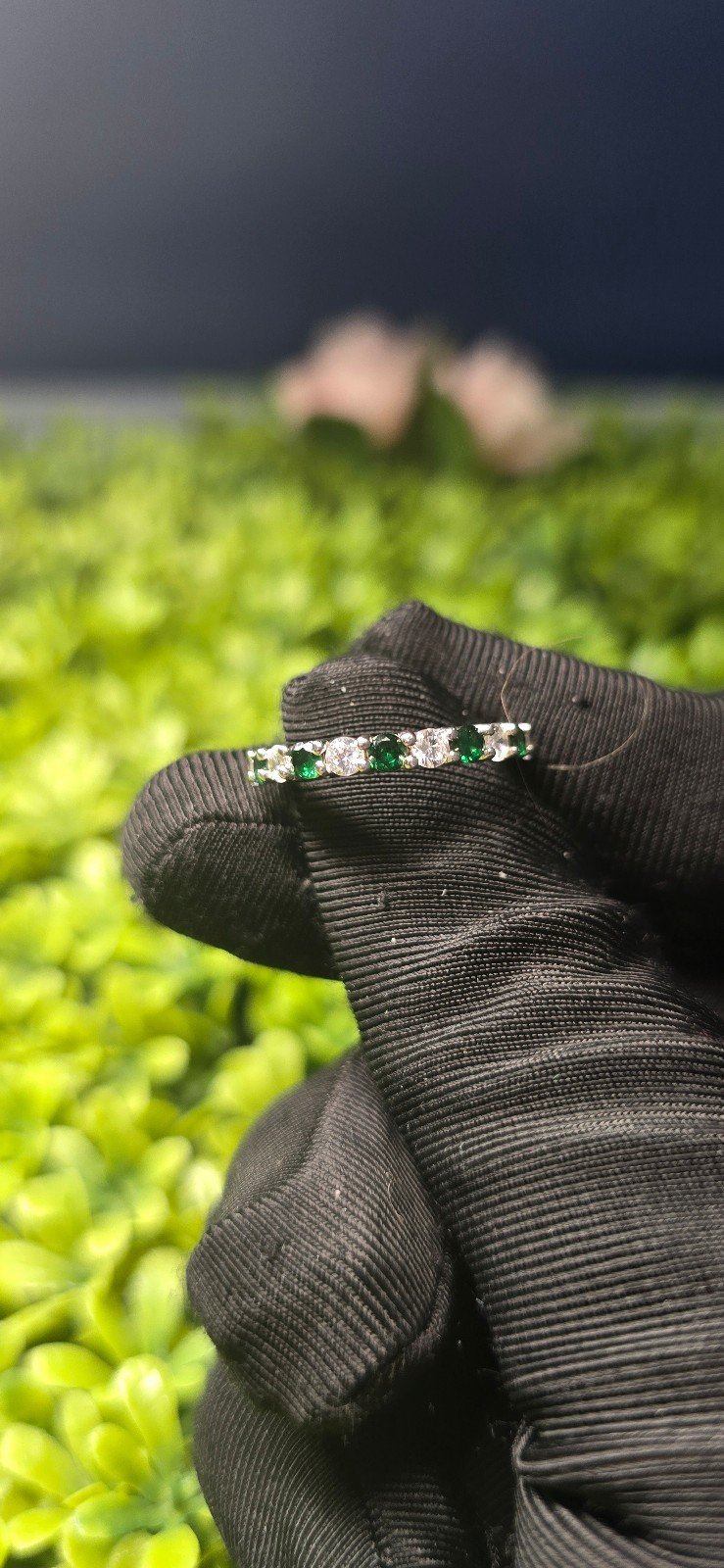 14k white gold ring emerald band