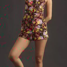 Anthropologie The Yukiko Noritake Portside Button-Front Romper by Maeve Size 6