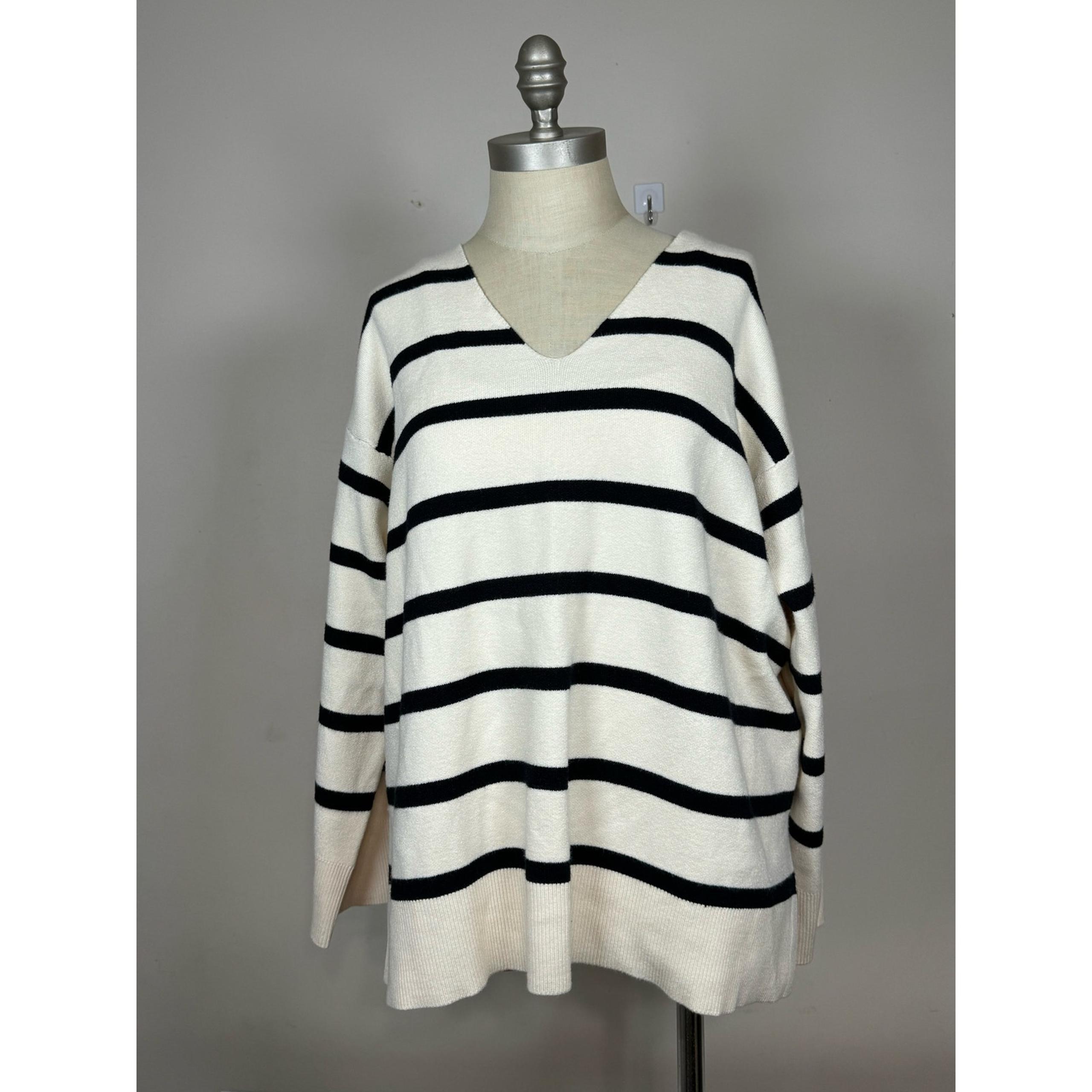 Vero Moda Curve Striped Sweater in Ecru Women’s Size XL