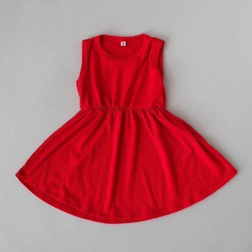 Toddler Handmade Red Ribbed Dress Size 2T