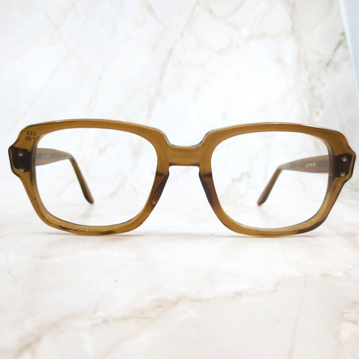 Vintage USS Romco Eyeglasses Frame 4 1/2 - 5 3/4 Unisex Brown Square Full Rim
