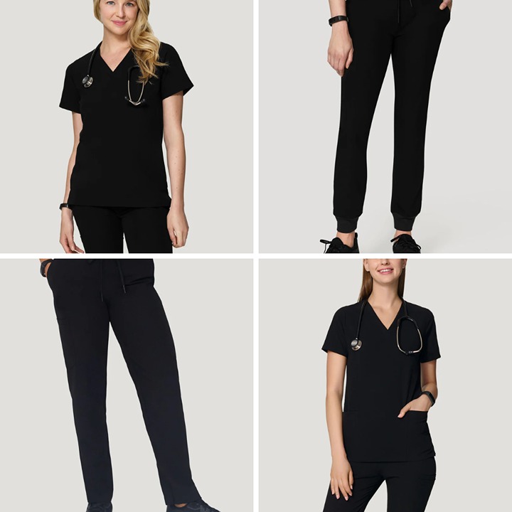 mandala scrubs black size M bundle w/ 6 pocket top, 1 pocket top, jogger, cargos
