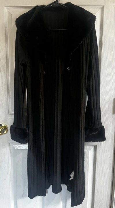 Faux fur collar cardigan