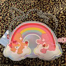 Care Bears Skinny Dip zippered purse with removable chain strap.