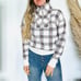 NEW FP FREE PEOPLE White Red Black Plaid Pullover Half Zip Sweater Sweatshirt S