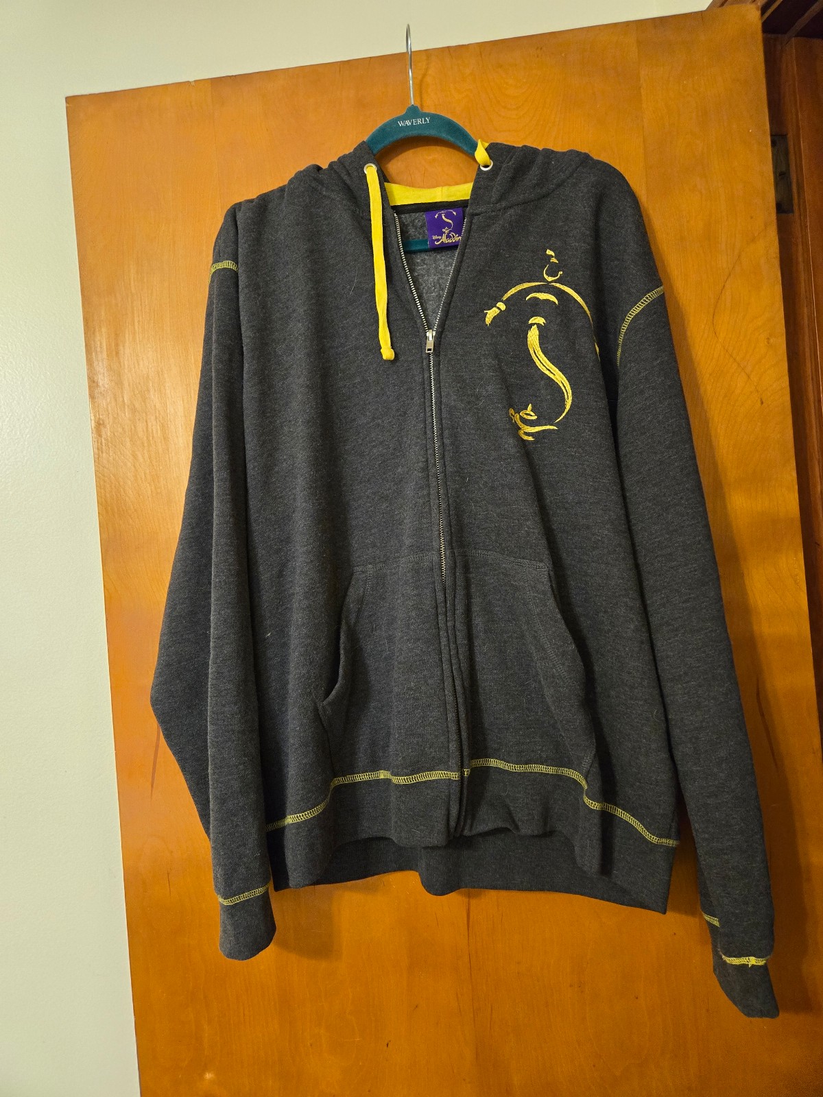 Disney Aladdin Broadway Gray Hooded Zippered Sweatshirt Size XL