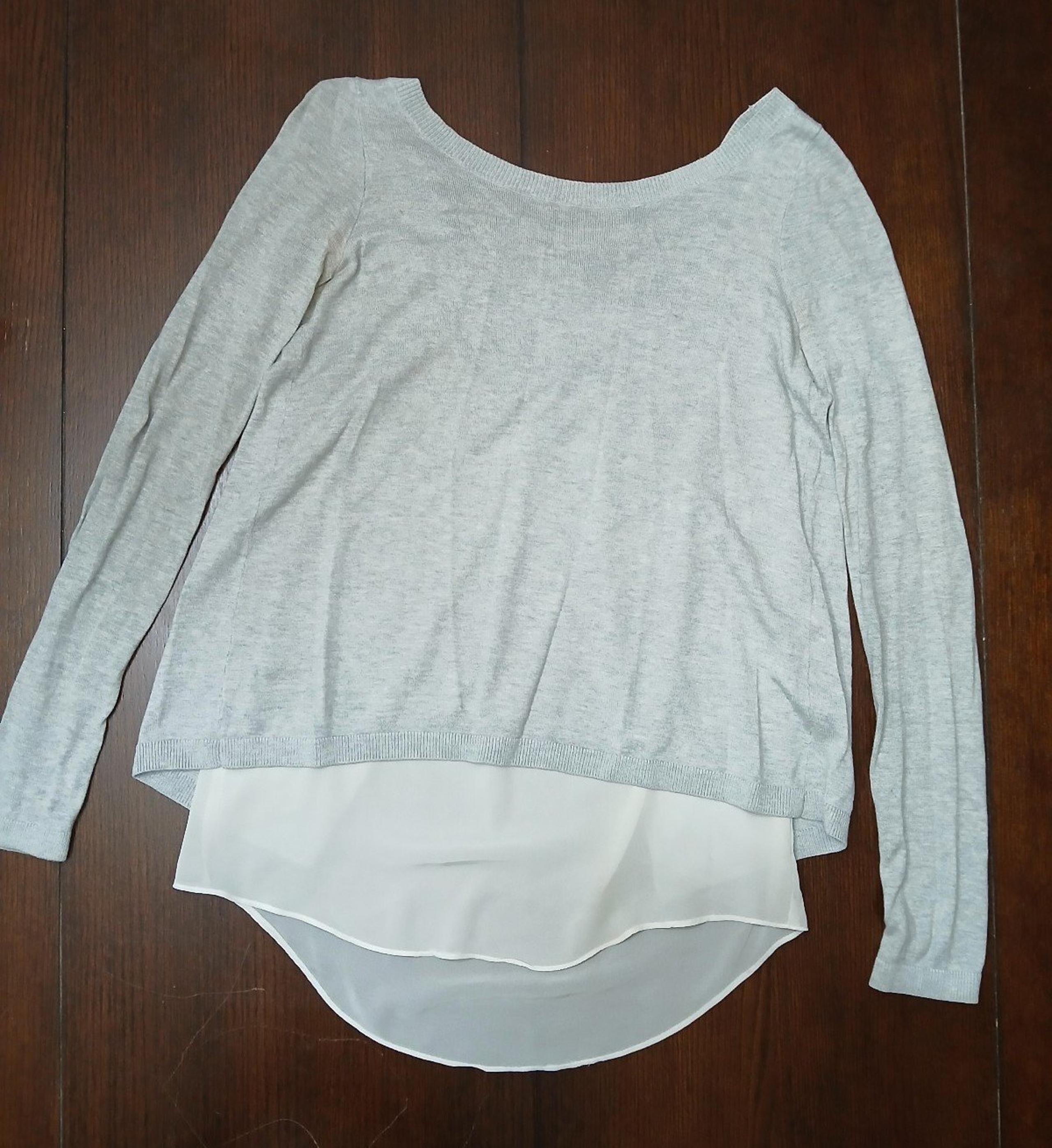 Express brand size Small Light Grey Long Sleeve Super Soft Shirt + Sheer Chiffon