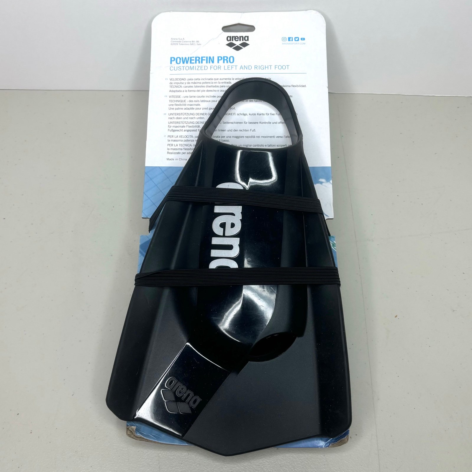 Arena Powerfin Pro Black - EU 40-41 - USA Size 8-9 - Swimming Fins - NEW