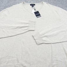 Jos. A. Bank Sweater Men's 2X Beige 100% Cotton Traditional Fit V-Neck Pullover
