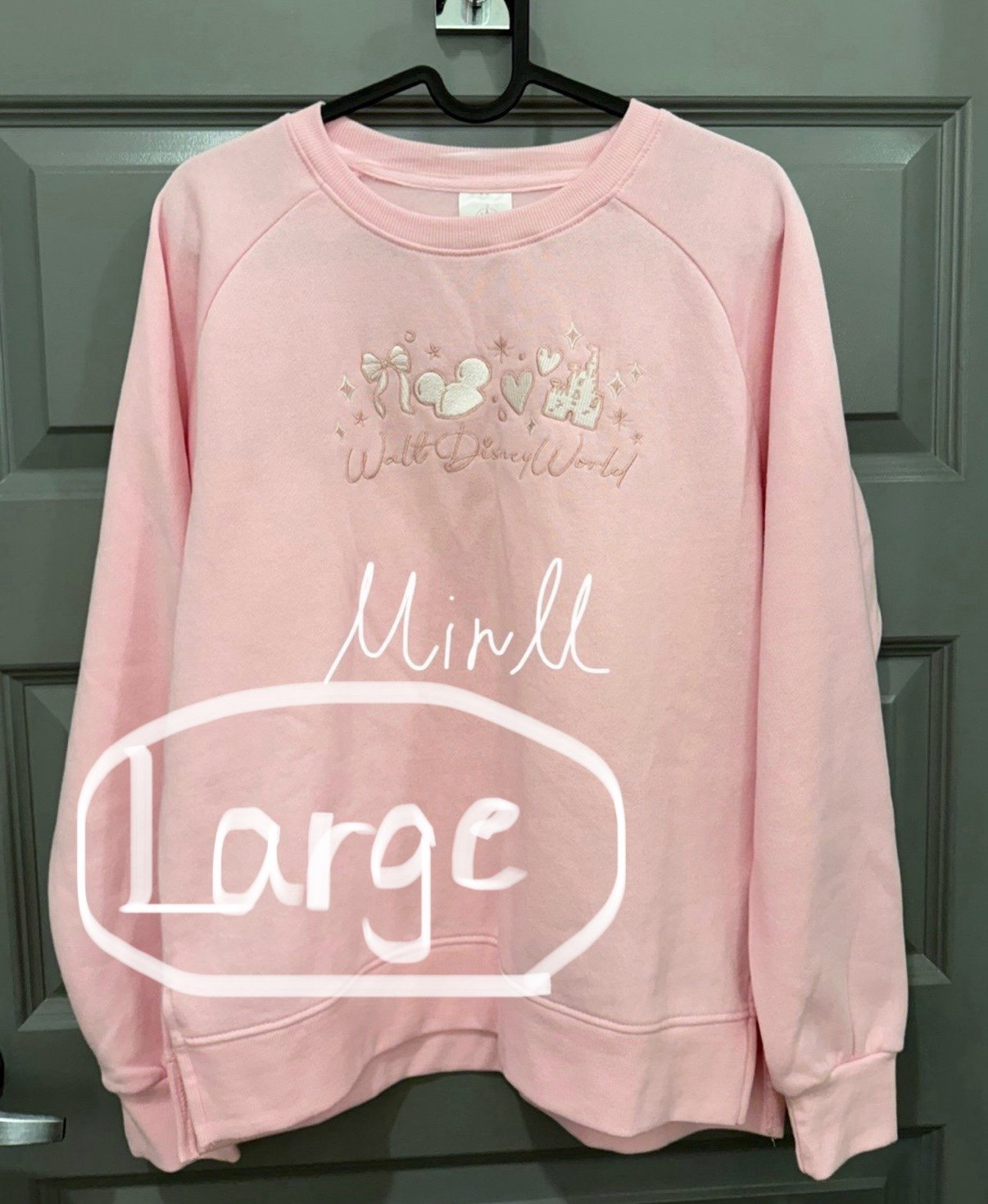 【Large】Walt Disney World Light Pink Sweatshirt Crewneck Pullover 2025