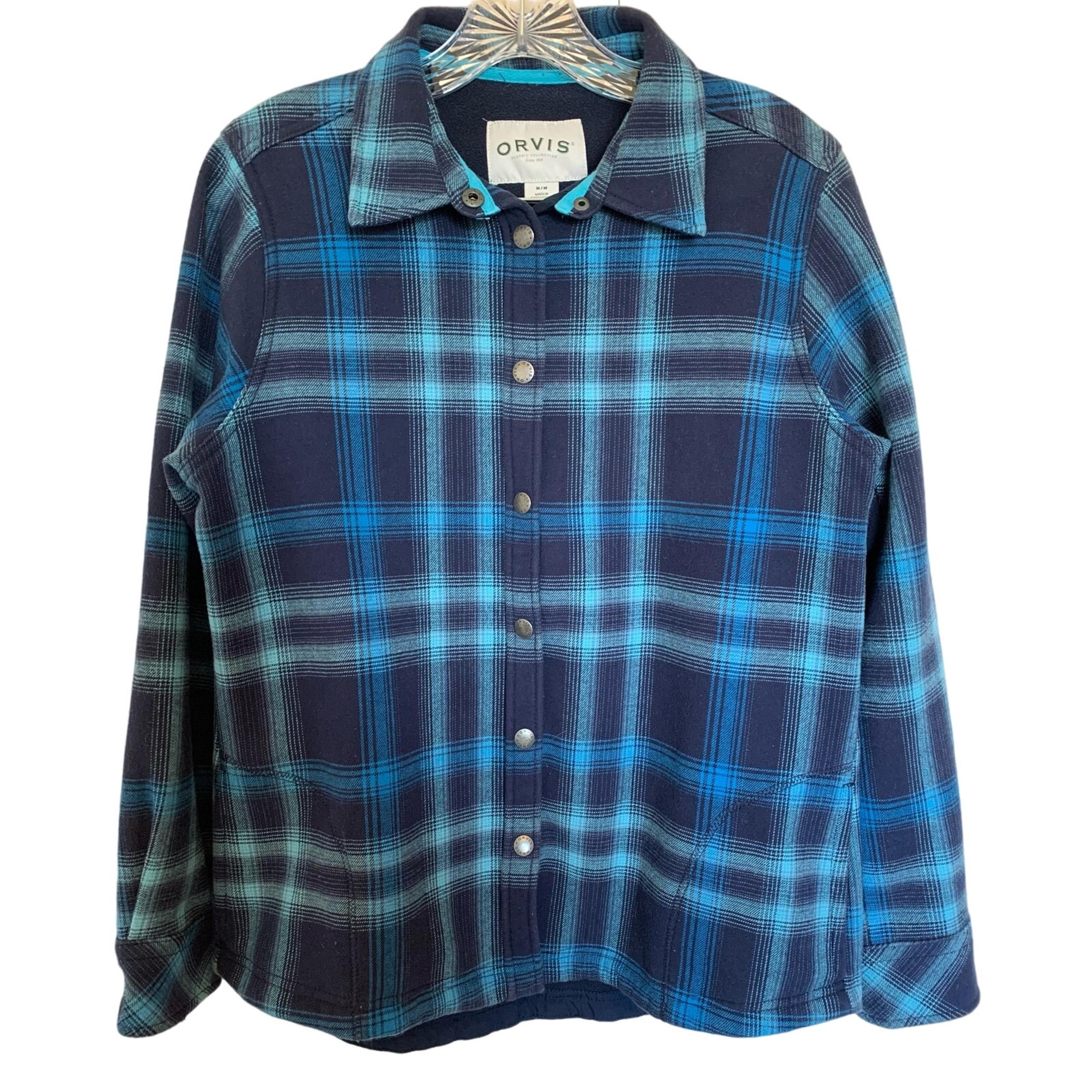 Orvis flannel shacket blue plaid women's medium