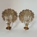 Vintage brass wall mount candle holders w/ glass sconces leaf mandala decor