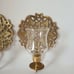 Vintage brass wall mount candle holders w/ glass sconces leaf mandala decor
