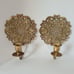 Vintage brass wall mount candle holders w/ glass sconces leaf mandala decor