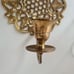 Vintage brass wall mount candle holders w/ glass sconces leaf mandala decor