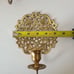 Vintage brass wall mount candle holders w/ glass sconces leaf mandala decor