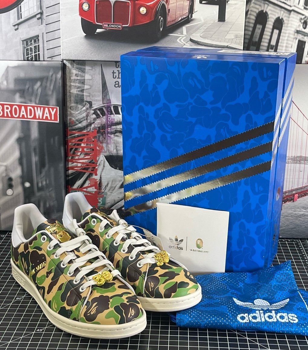 ADIDAS Originals Mens Sz 10.5 US A Bathing Ape BAPE x STAN SMITH CAMO Shoes NEW