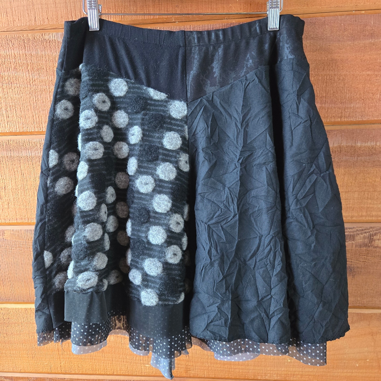 Tricotto Womens Y2K Mixed Media Mesh Layered Skirt L Euro Punk Grunge Emo Goth
