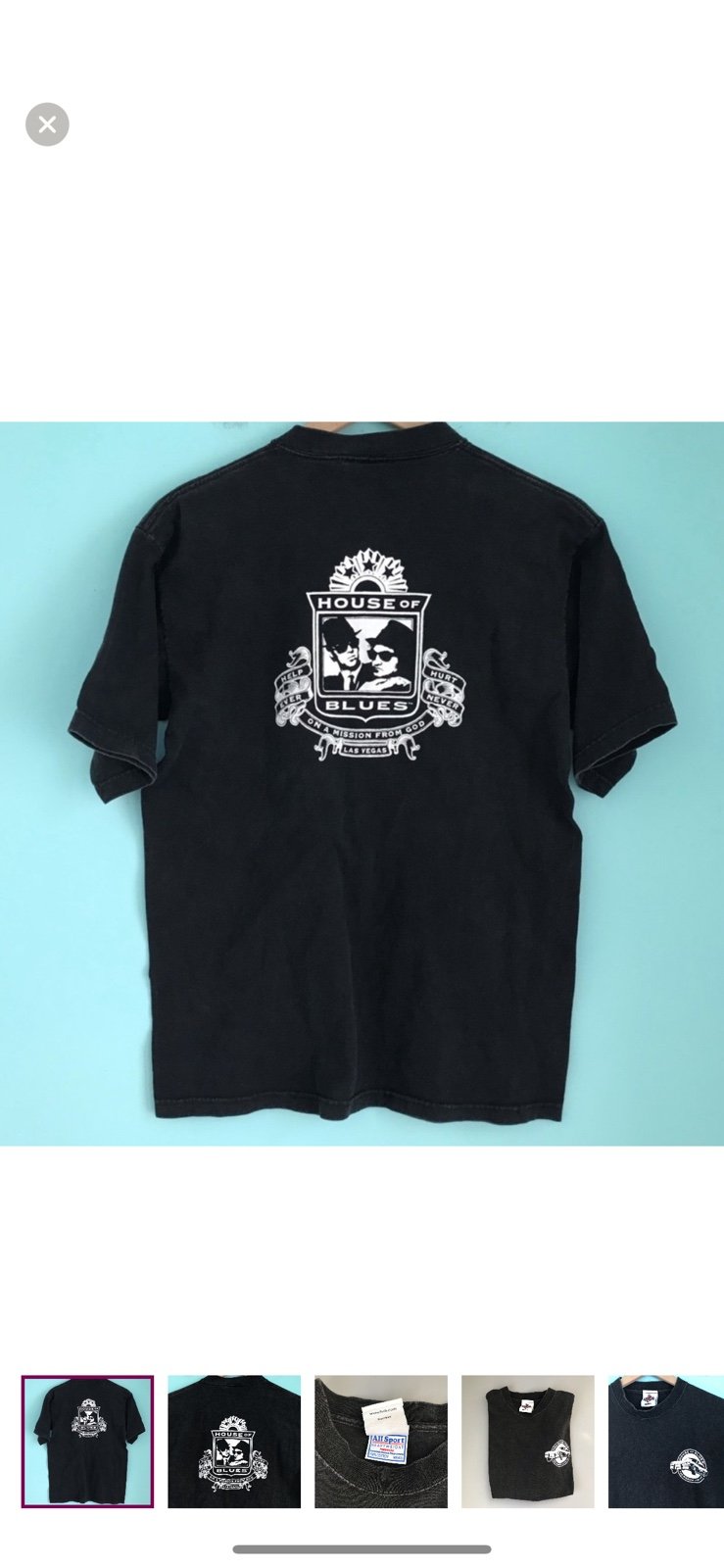 All Sport Heavyweight House Of Blues Graphic Grunge Vintage T-Shirt M Rare USA