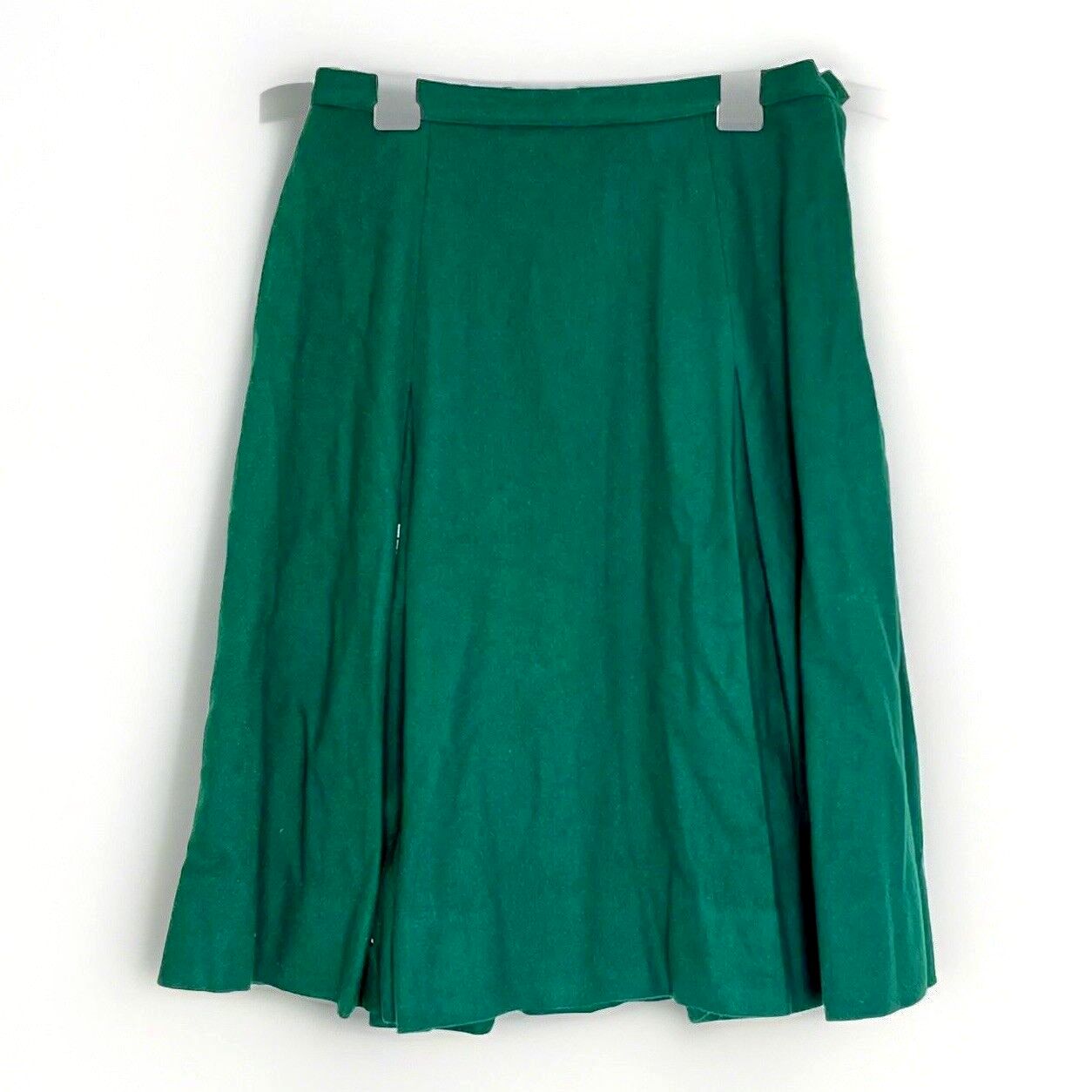 Vintage 70s Green Pleated Wool Skirt Dark Academia XS Bobbie Brooks