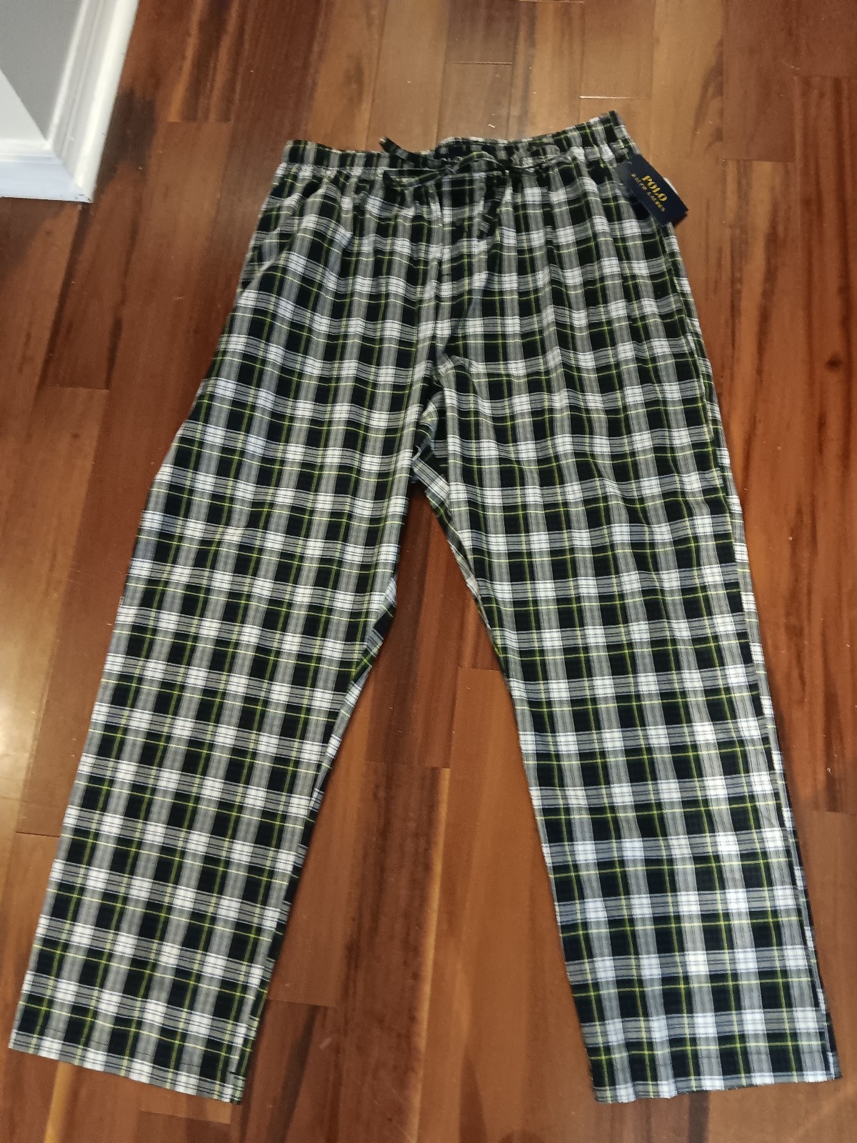 POLO RALPH LAUREN MEN'S GREEN NAVY PLAID SLEEPWEAR PAJAMA PANTS X-LARGE 55 NWT