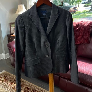 J Crew Suit SET Grey Striped Blazer Size 4 and Wide Leg Pants Size 2 FavoriteFit