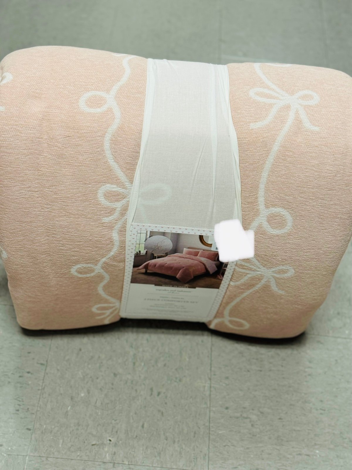cupcake and cashmere Twin XL pink bow 3 pcs comforter set - detail
