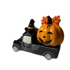 Halloween Witch Truck Pumpkin Salt Pepper Shakers Trick Or Treat Gothic Kitchen