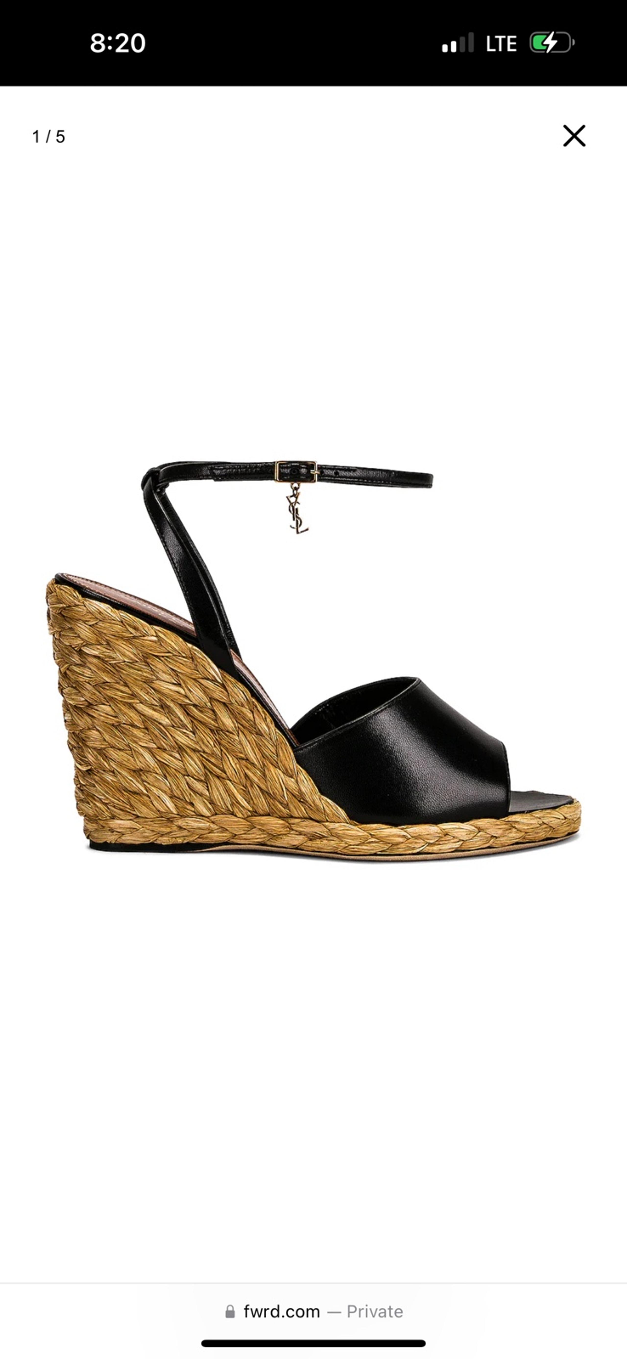 SAINT LAURENT Paloma Black Wedge Sandals