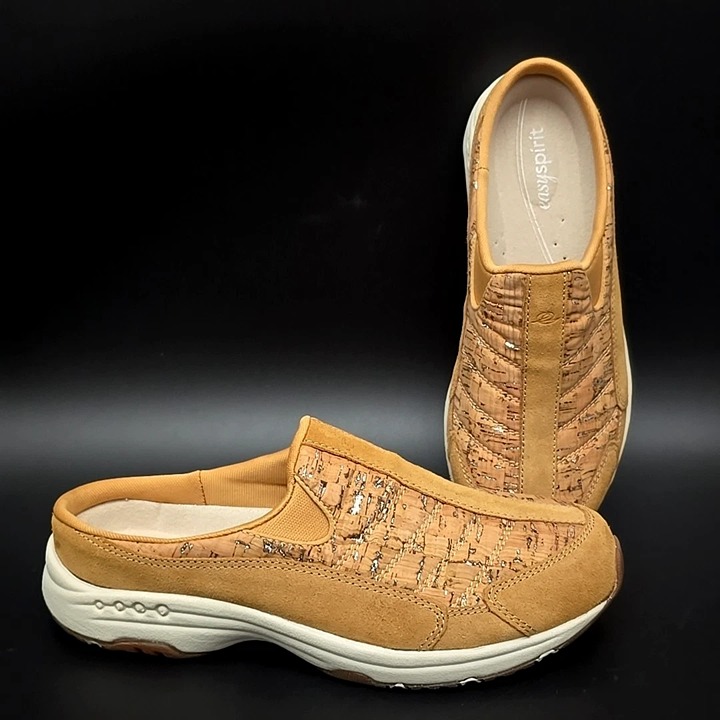 Easy Spirit Tuscon Clog Mules Tan Shoes Slip on Comfort Women's Size 8M